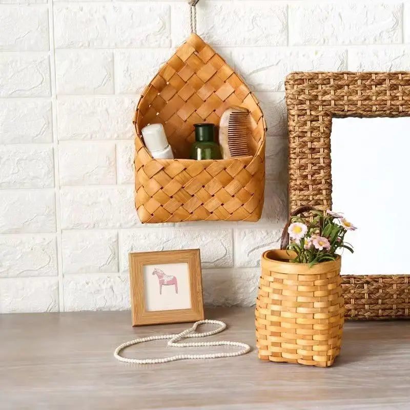 panier suspendu tressé naturel rustique boho chic cordelette paniers muraux rangement decorationintérieur