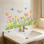 stickers muraux multicolores fleurs papillons champignons illustration intérieure amovibles autoadhésifs decoration maison