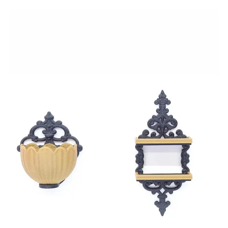 support mural vintage étagère noir floral rangement fleurs romantique miniature diorama chambre poupée
