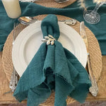 lot dix serviettes table coton beige clair franges rustiques mariage décoration chic maison