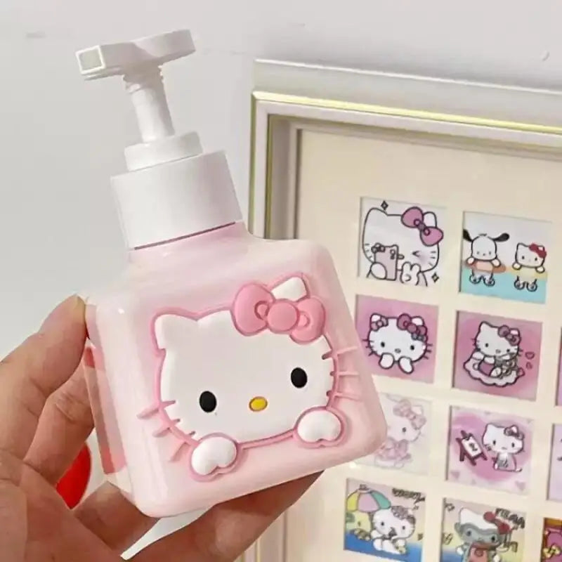 distributeur savon mousse hello kitty rose noeud papillon pompe rechargeable salle bain kawaii cartoon