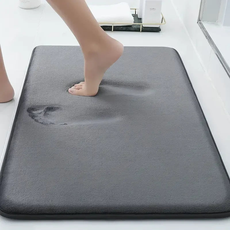 tapis bain gris texture microfibres motif imprimé moderne épais 1.2cm antidérapant salle bain