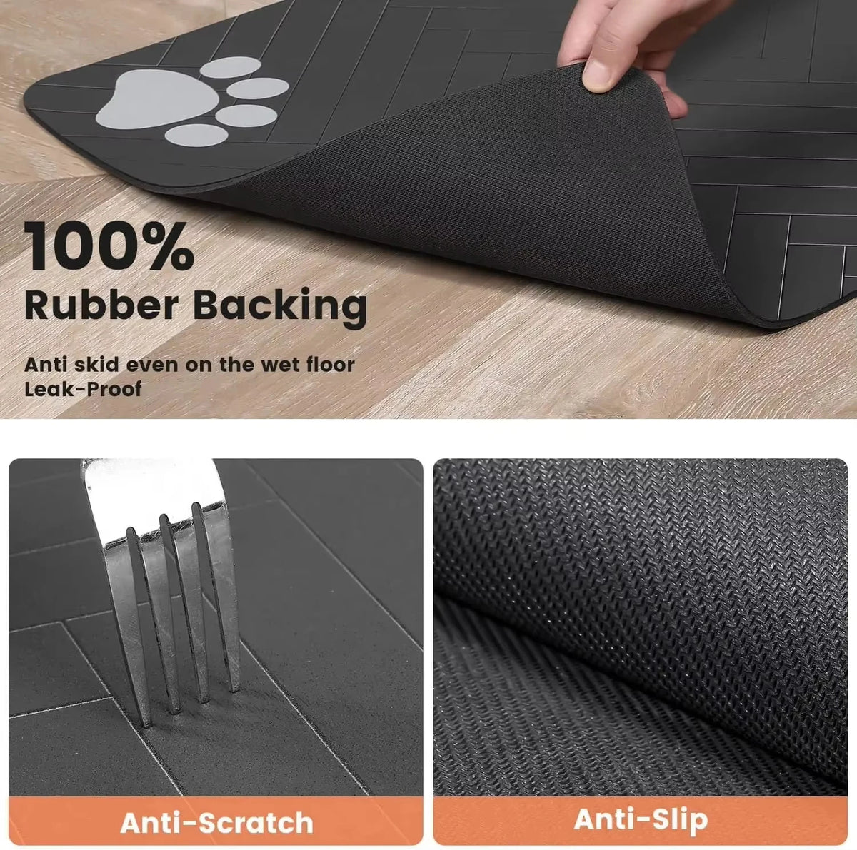 tapis animal compagnie noir rayures diagonales bols clips moderne rapide séchage