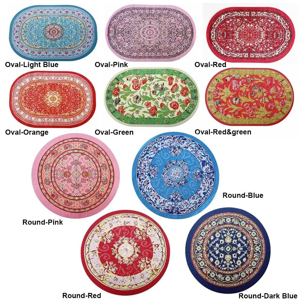 tapis table rouge rose vert bleuclair bleufoncé floral géométrique classique traditionnel