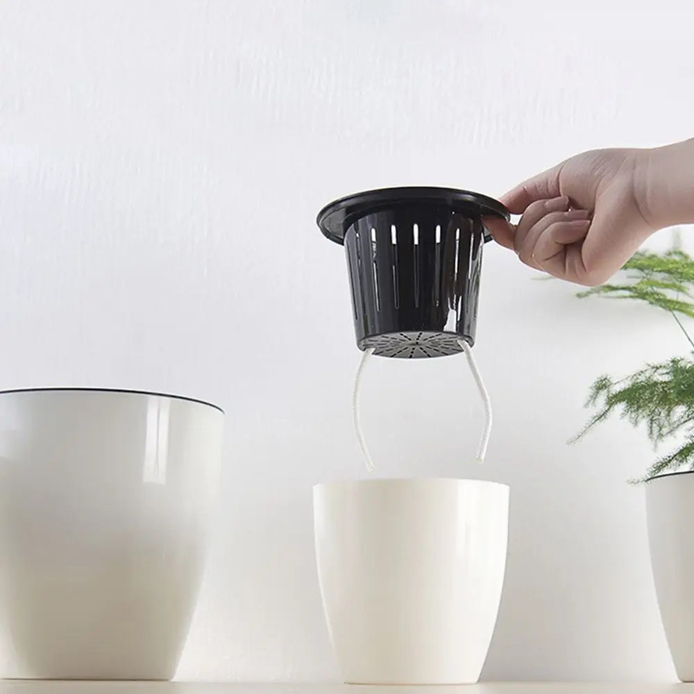 pots fleurs résine moderne blanc noir opaques intérieurs corde coton dimensions variées