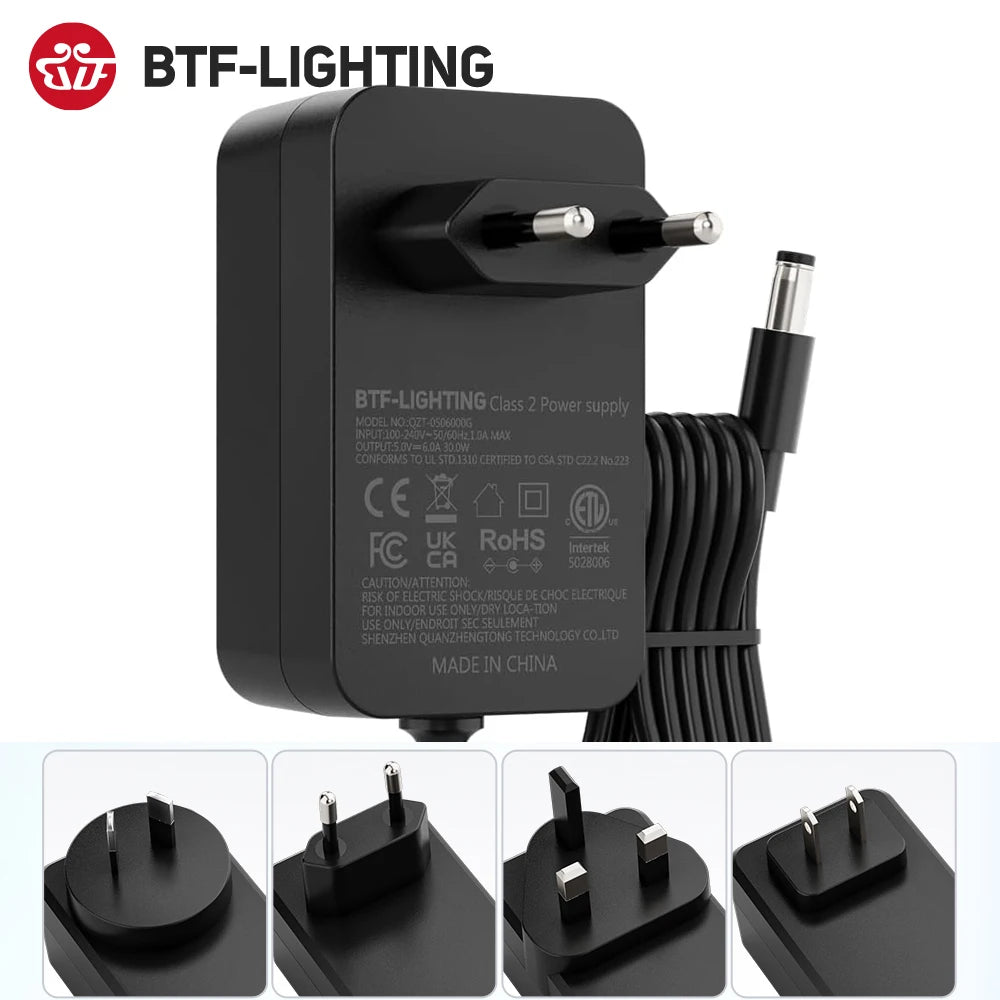 chargeur électrique 5v led noir prise murale universal adapter 6a 30w