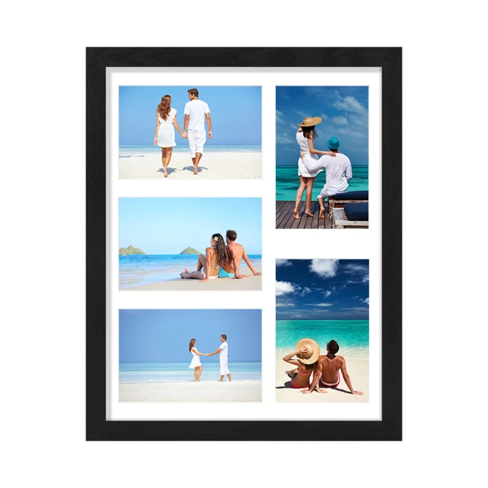 cadre photo multi photos bois clair noir blanc cozy décoration murale photos paysages personnes