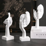 statuettes décoratives visage humain noir blanc doré modernes minimalistes abstraites contemporaines base carrée livres