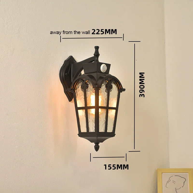 lampe murale classique verre texturé noir ip65 led éclairage commercial fixations murales haute qualité