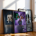 affiches modernes noir blanc vert violet textes photographies personnes décoration murale
