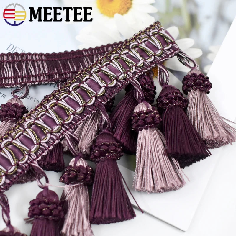 ruban decoratif pompons vert olive beige violet rose pâle tissu polyester classique metalliques mariage