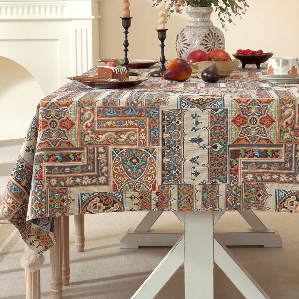 serviette table patchwork géométrique rouge réutilisable boho chic extérieur fête