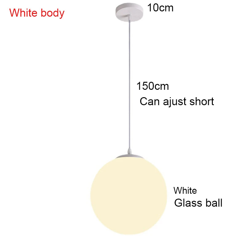 suspension lumineuse moderne globe blanc verre opale pendentif cristal 15cm 20cm 25cm 30cm 40cm