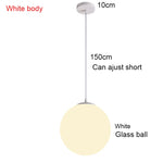 suspension lumineuse moderne globe blanc verre opale pendentif cristal 15cm 20cm 25cm 30cm 40cm
