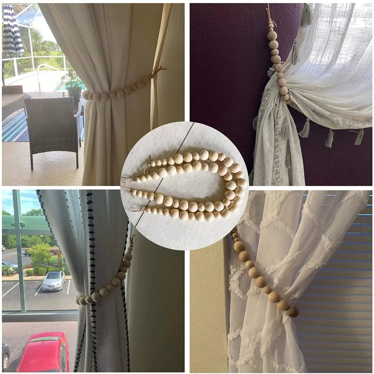 rubans rideau clips métalliques beige clair moderne accessoires rideaux décor maison textiles