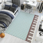 tapis moderne piano key polka dot bleu clair marron antidérapant intérieur extérieur chambre salon
