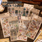 autocollants rétro vintage illustrations fleurs insectes motifs anciens adhésifs marron clair blanc journalisation decoration