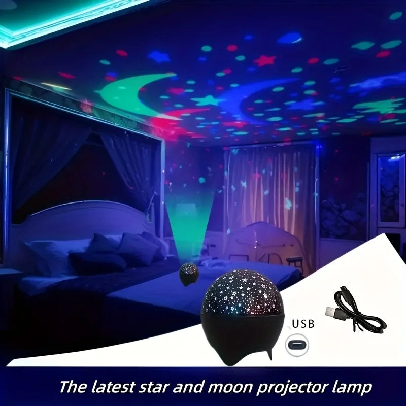 projecteur étoiles lune éclairage rgb changement couleurs automatique câble usb adhésif moderne décoration chambre