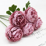 Bouquet artificiel pivoine rose pâle blanc feuilles vertes décoration intérieure romantique 29cm total length
