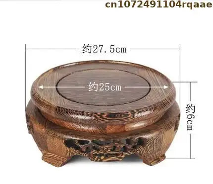 support plantes bois naturel gravures artisanal pot fleurs marron foncé display