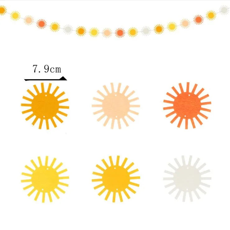 guirlande papier orange solaire festive anniversaire mariage décoration rayons festif automne blanc