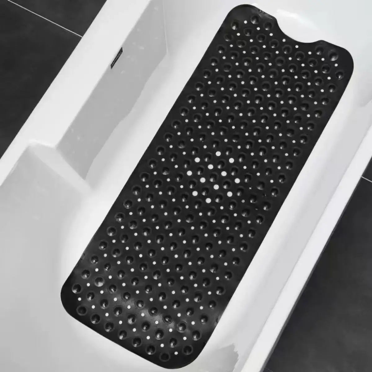 tapis bain antidérapant bleu clair noir blanc gris perforations modernes fixations
