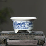 bacs plantes chinois paysage peint blanc opaque décoration intérieure pots fleurs