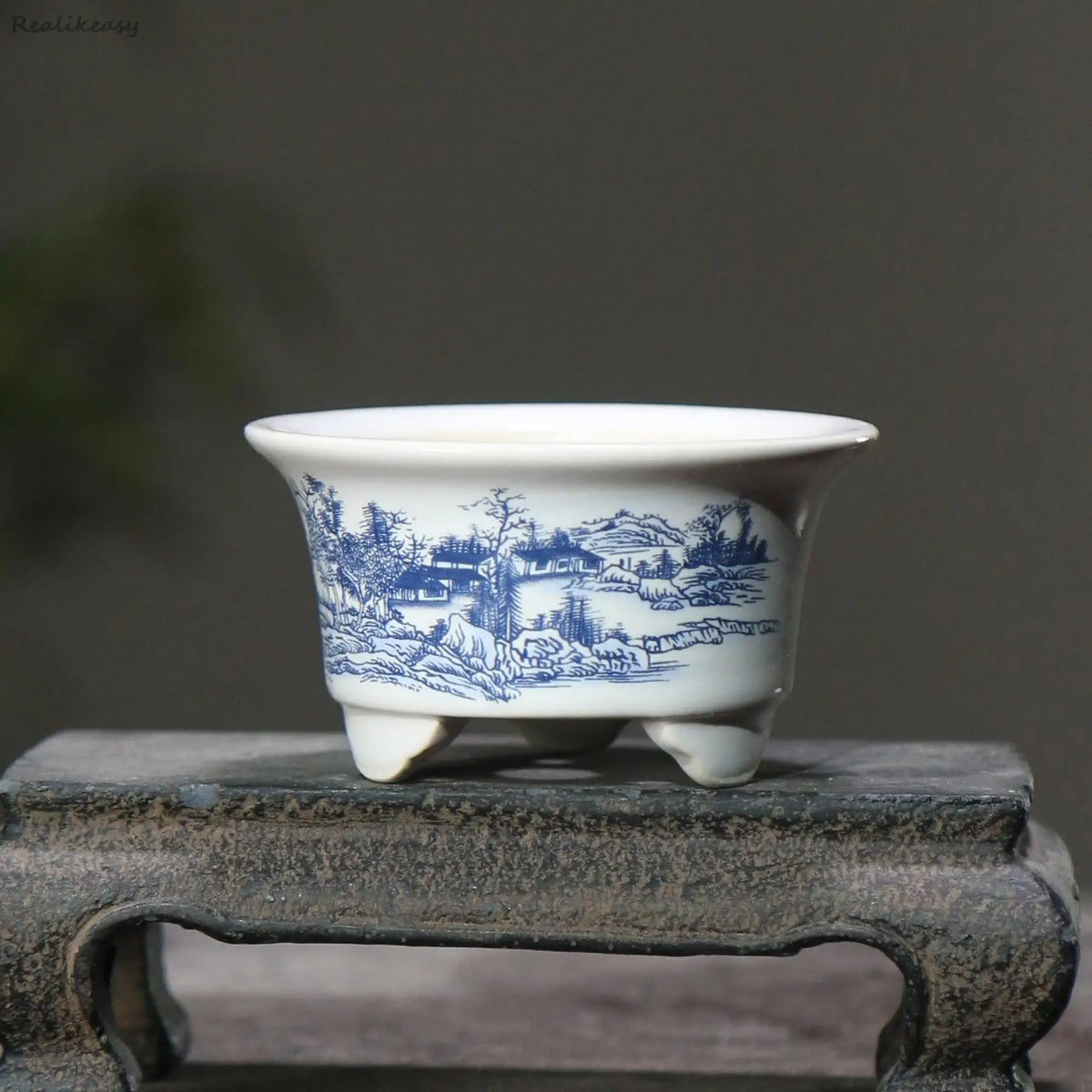 bacs plantes chinois paysage peint blanc opaque décoration intérieure pots fleurs