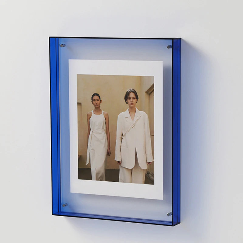 cadre photo moderne acrylique transparent visibles orange bleu vert rose marron minimalisteintérieurDecorationMuraleSalleAMainBureau