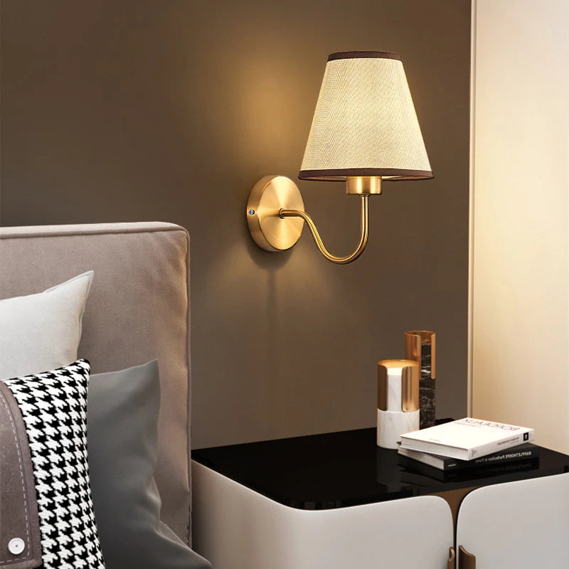 lampe murale tissu or moderne sans ampoule facile éclairage quotidien chambre salle bain