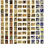 sticker illustration artistique adhésif bleu beige noir décoration téléphone carnet journal ornement papier synthétique