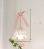 lampe suspendue céramique rose décoration florale lumière led romantique chambre vintage
