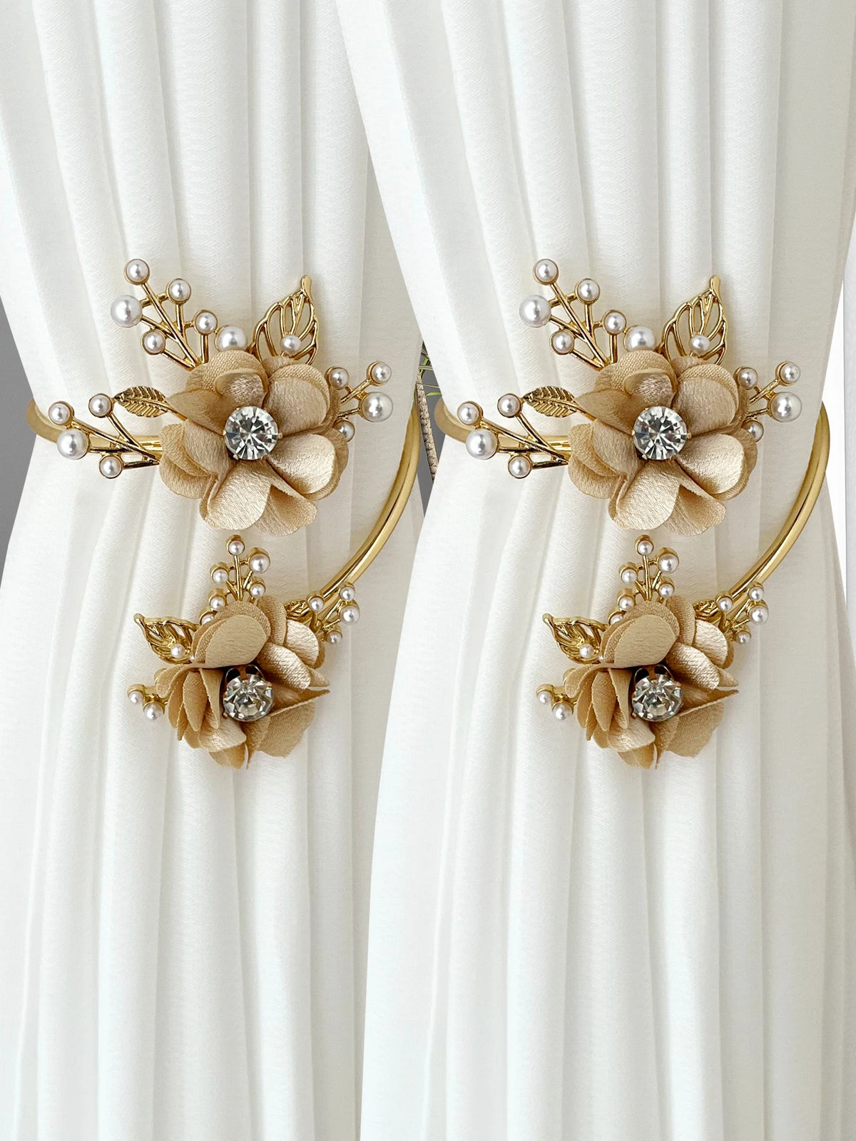 rideaux polonais moderne anneaux métal doré fleurs élégants accessoires fenêtres
