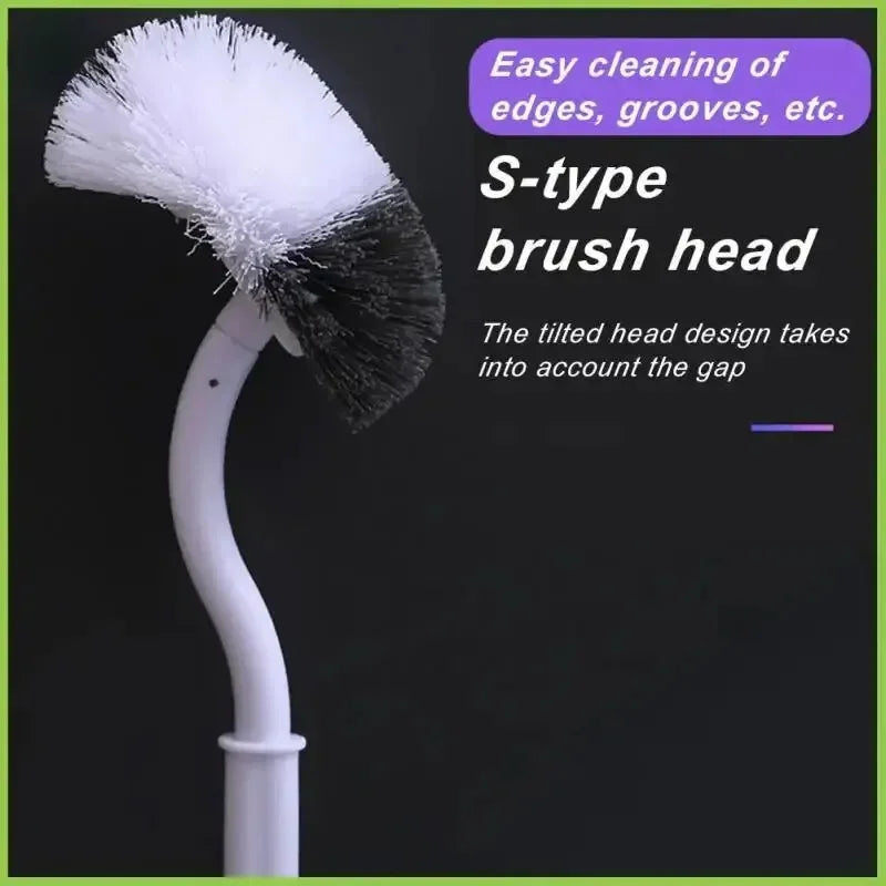 brosse wc souple forme long manche 360 blanc gris moderne sans coin mort respectueux