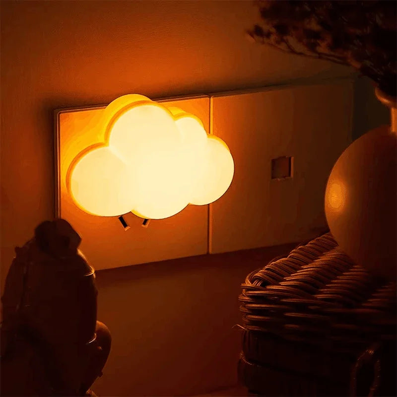 veilleuse led nuage blanc jaune moderne enfant capteur mouvement prise murale interrupteur chambre nuit