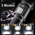 lampe torche rechargeable led noire intense camping 500m étanche usb variateur modulations modernisée