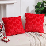 housse coussin jacquard motif cœurs rouge blanc rose pâle 100 polyester décoratif sofa chaise