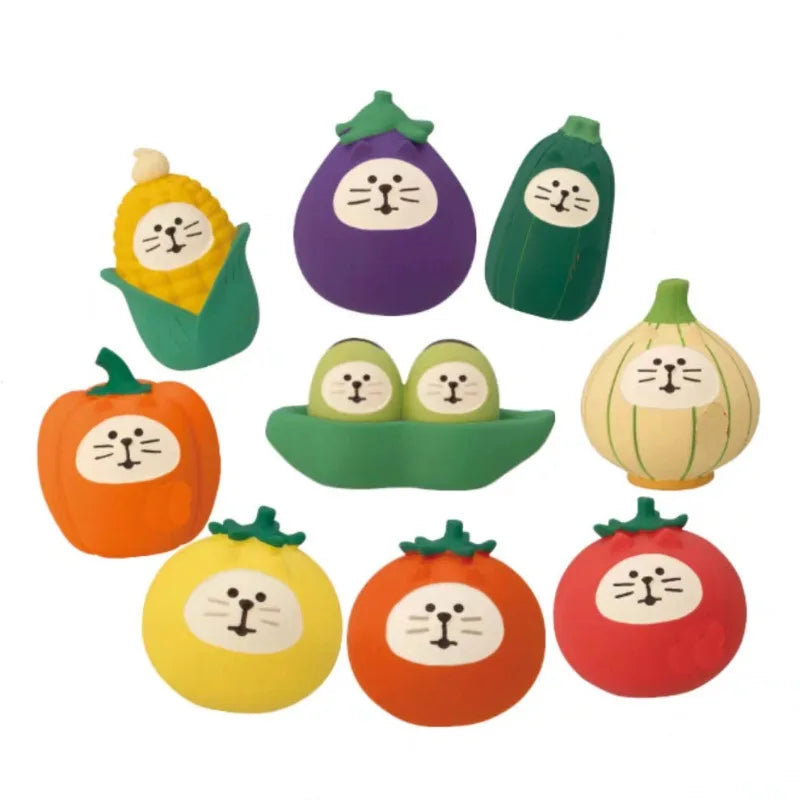 jouets légumes animés couleurs vives cartoon visage expressif décoration étagère chambre enfants adolescents