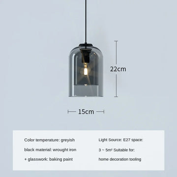 suspension luminaire moderne minimaliste gris noir ampoule filament apparent abatjour translucide salon chambre restaurant