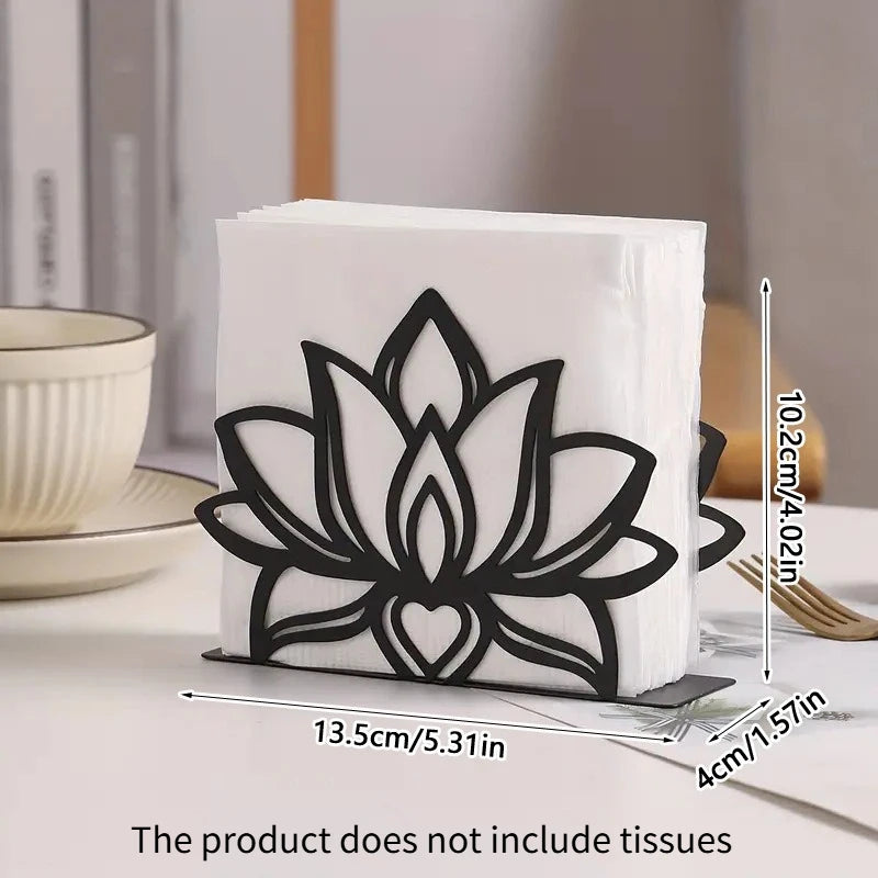 porte mouchoirs métal motif lotus noir blanc ajouré moderne décoration zen
