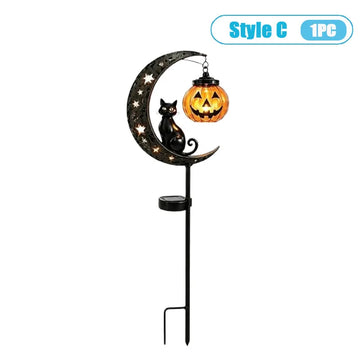 lampions solaires décos halloween lune étoiles chat noir citrouille transparent métalextérieur autumn