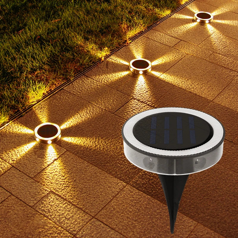 lampe solaire moderne panneaux solaires cercles lumineux noir argenté extérieure contemporaine ip65 led jardin
