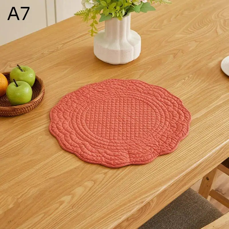 placemat quilté coton moderne blanc vert bleu rose gris marron