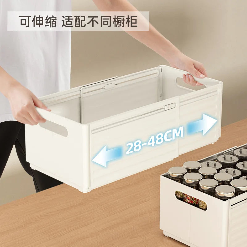 boîtes rangement blanc texture mat modernes adhésives poignées compartiments intérieurs extensibles plastique cuisine