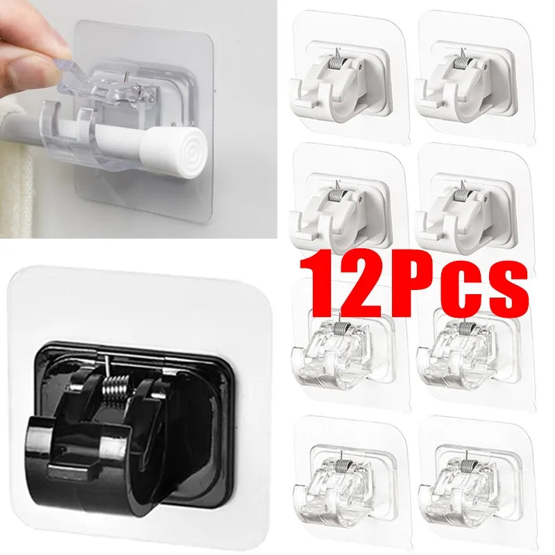porte serviettes adhésifs blanc noir transparent moderne pratique clips barre métallique