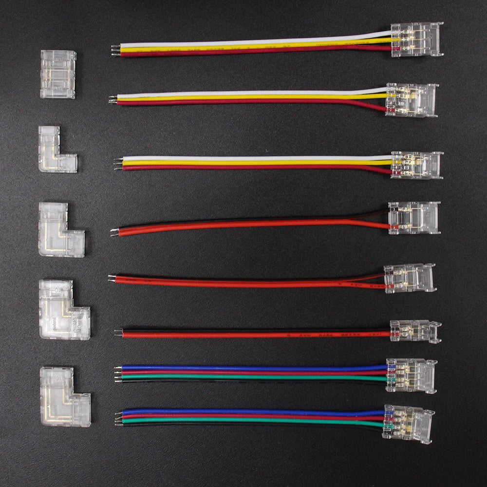 connecteurs led rubans flexible transparent clips rgb cct cob 5v 12v ul rohs