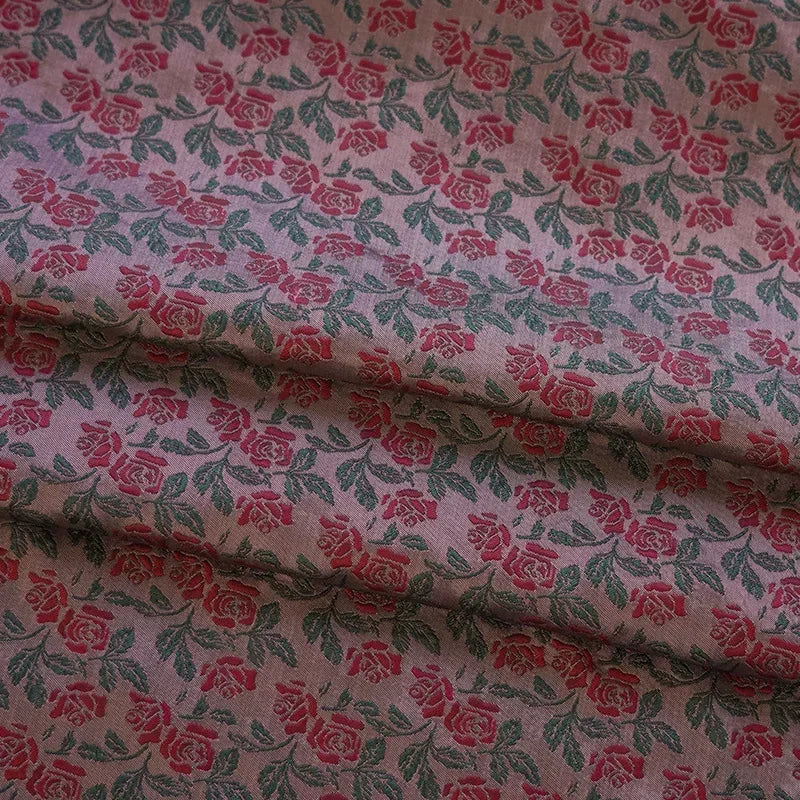 tissu imprimé floral rose rouge vintage largeur 165cm idéal couture décoration vêtements accessoires