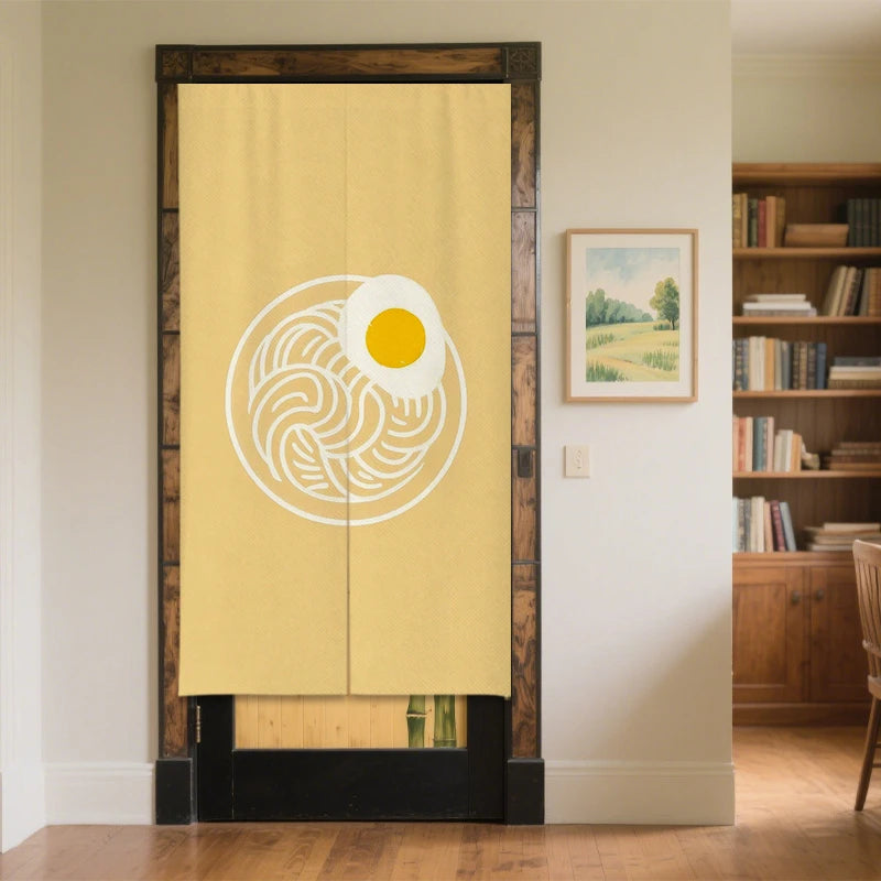 rideau porte moderne minimaliste jaune clair oeuf blanc polyester durable waschbar manageable chambre cuisine
