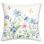 housse coussin polyester floral printemps bleu blanc vert lit salon voiture