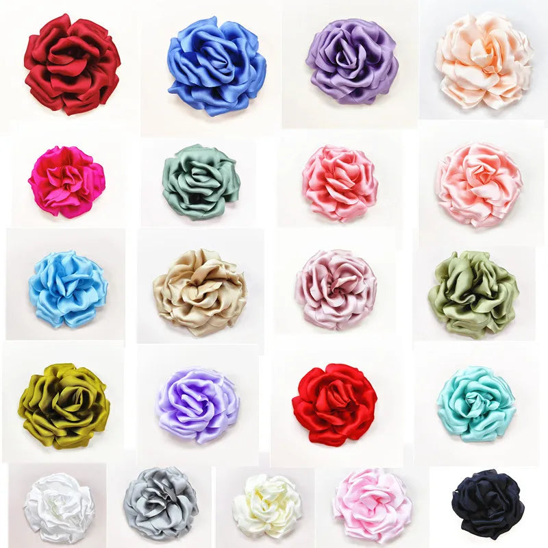 fleur artificielle 3d satinée plissée rouge rose bleu vert beige blanc classique romantique pince